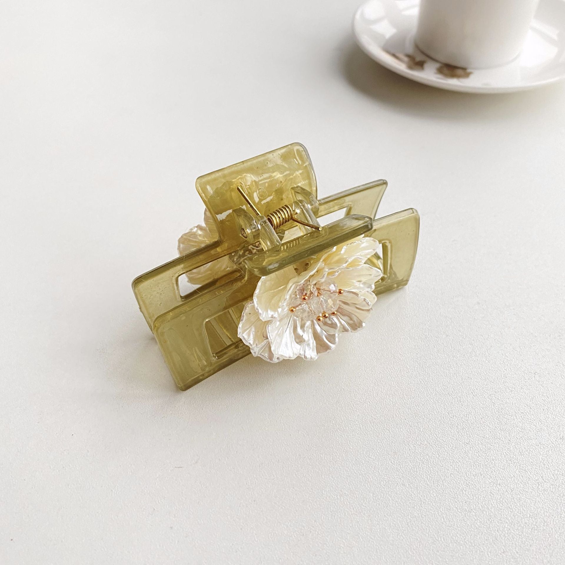 Summer Camellia Barrettes Flower Back Head Head Clip