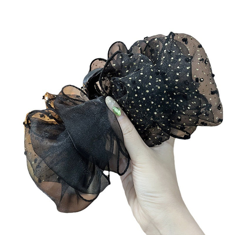 Super Fairy Cloud Polka Dot Grip Bow Mesh Barrettes