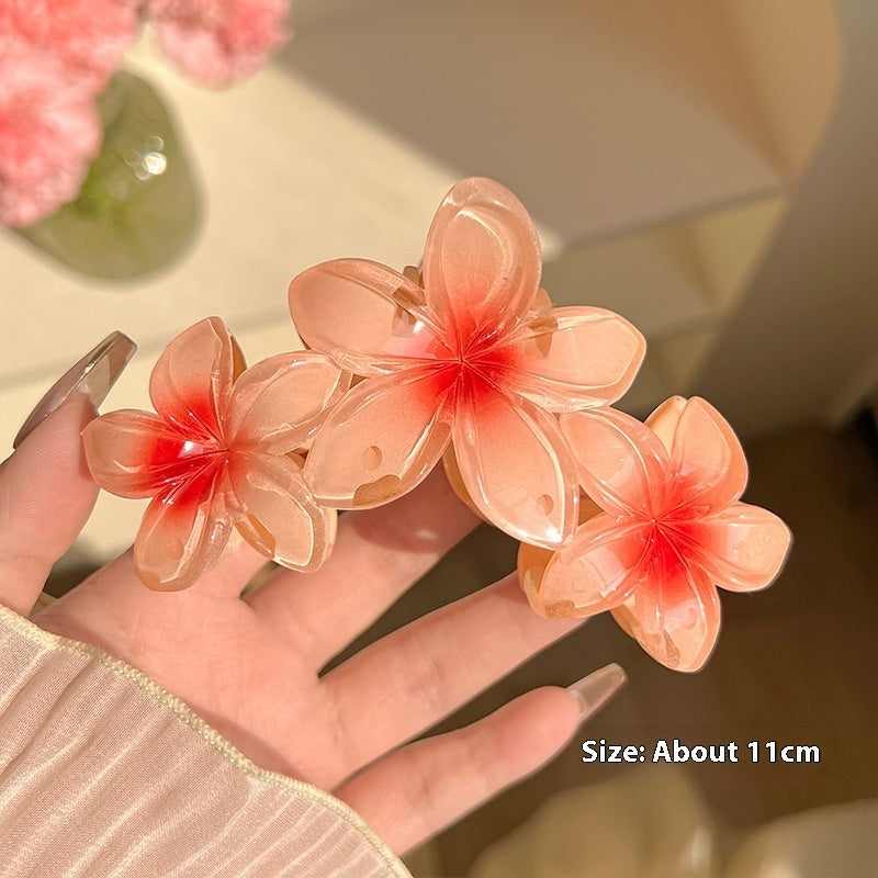 Three Flowers Plumeria Rubra Large Hair Clip Female