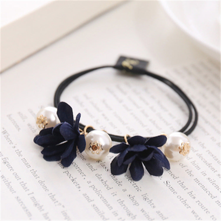 Handmade Beaded Flower Pearl Hair Ring