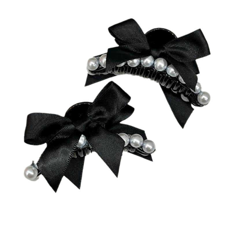 Korean Style Pearl Bow Barrettes Women's Side Bang Clip