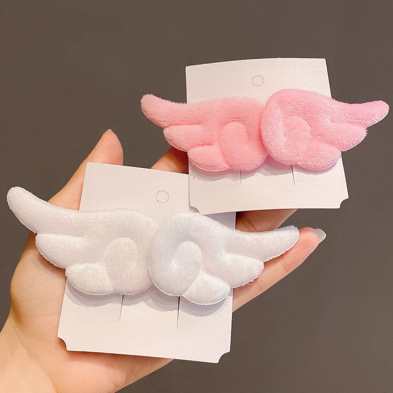 Little Girl Bang Clip Cute Plush Hair Accessories Angel Wings A Pair Of Hairclips