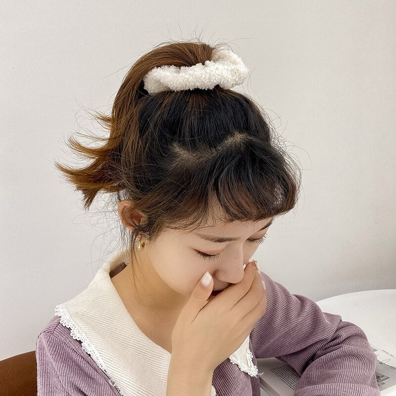 Korean new candy color high elastic cashmere hair ring