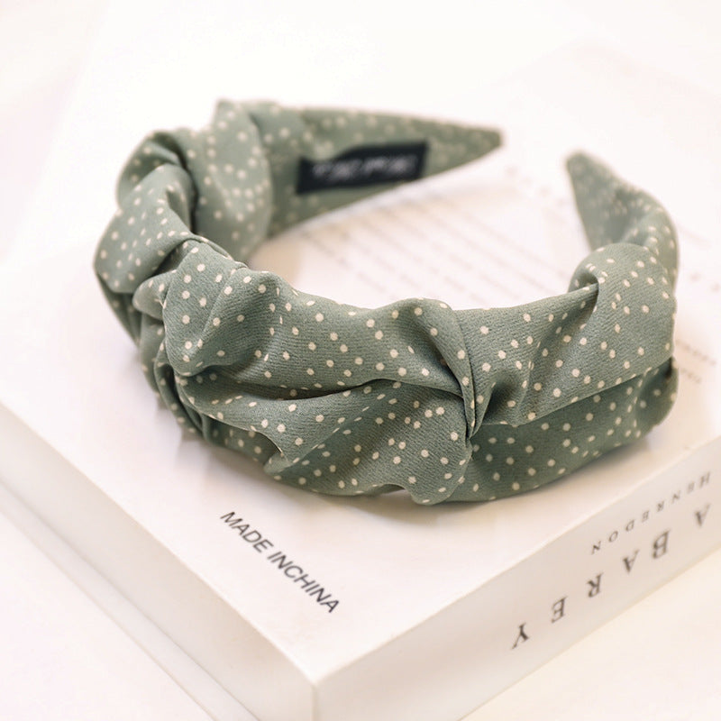 Polka Dot Headband Hair Accessories Simple Polka Dot Folds Wide Brim Headband