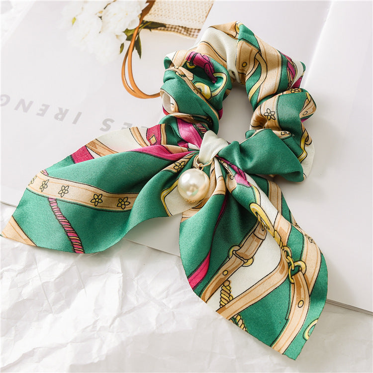 Pearl Pendant Large Intestine Scrunchies Hair Knot Knotted Big Bow Hair Rope