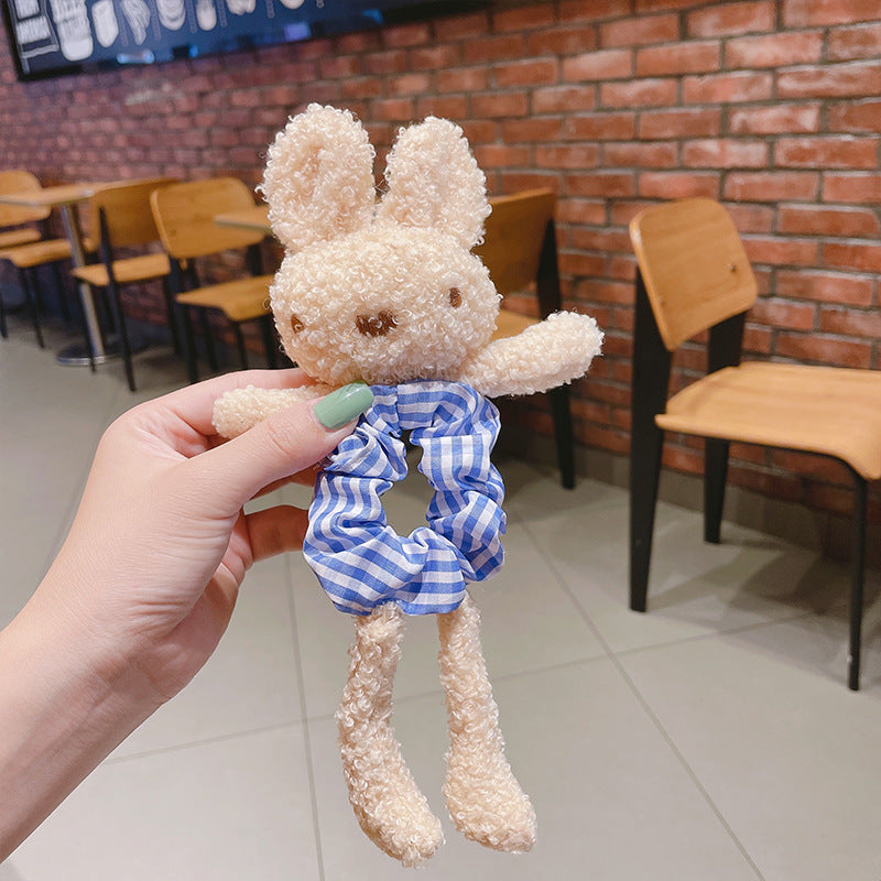 Simple And Cute Bear Plush Large Intestine Hair Ring