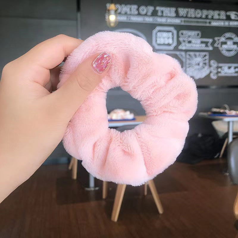 Plush Hair Ring Large Intestine Ring Candy Color Hair Rope