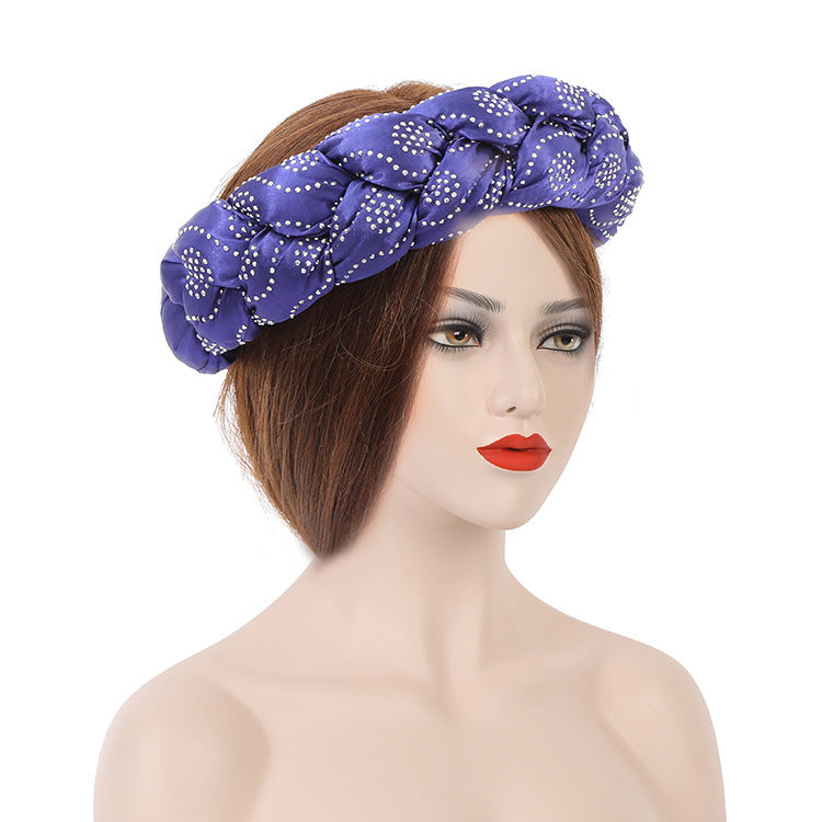 Satin Multicolor Perm Drill New Twist Braid Hairband Hair Ring