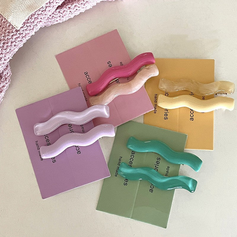Candy Color Simple And Irregular Acrylic Wave Barrettes