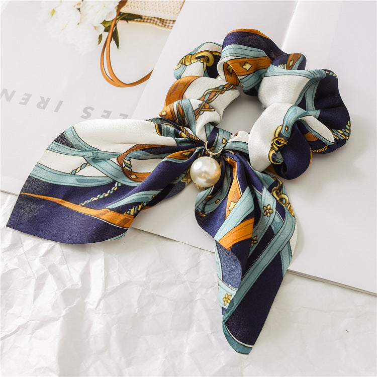 Pearl Pendant Large Intestine Scrunchies Hair Knot Knotted Big Bow Hair Rope