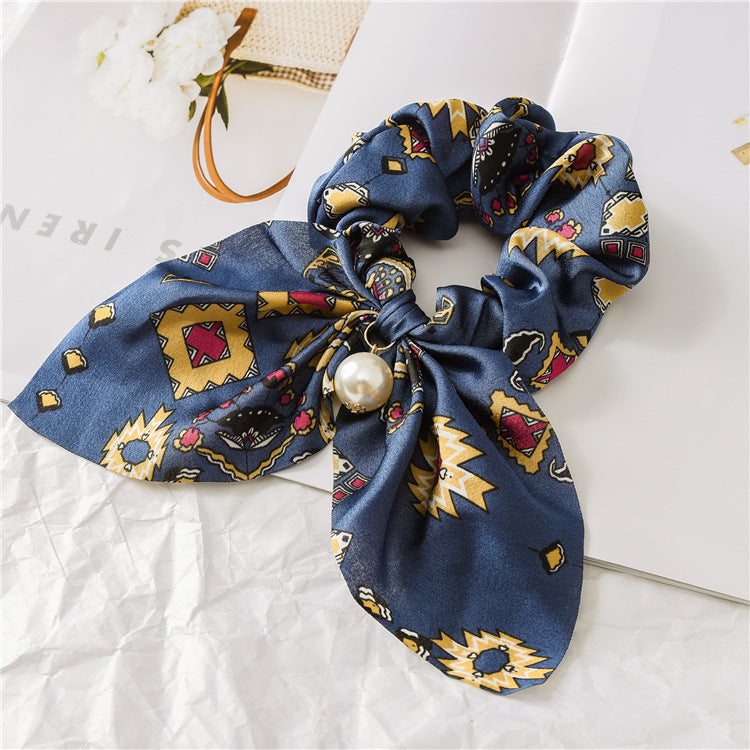 Pearl Pendant Large Intestine Scrunchies Hair Knot Knotted Big Bow Hair Rope