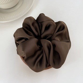 Cream Texture Silky Satin French Black Large Intestine Hair Ring