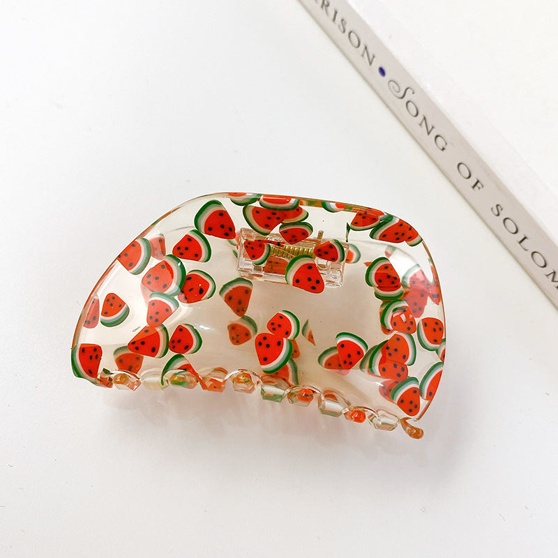 Women's Acrylic Fruit Pattern Geometric Shape Hair Clip