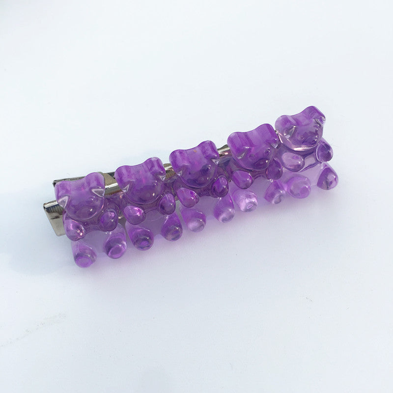 Candy Color Hair Clip Jelly Gummy Bear Hairpin Contrast Color Duckbill Clip Women