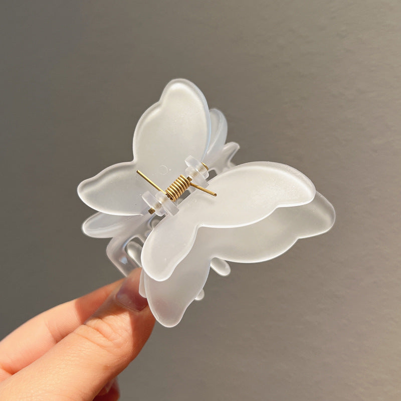 Gradient Color Double Butterfly Frosted Hair Clip