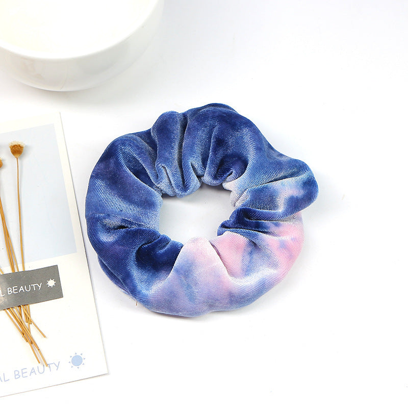 Gradient gold velvet cloth hair ring