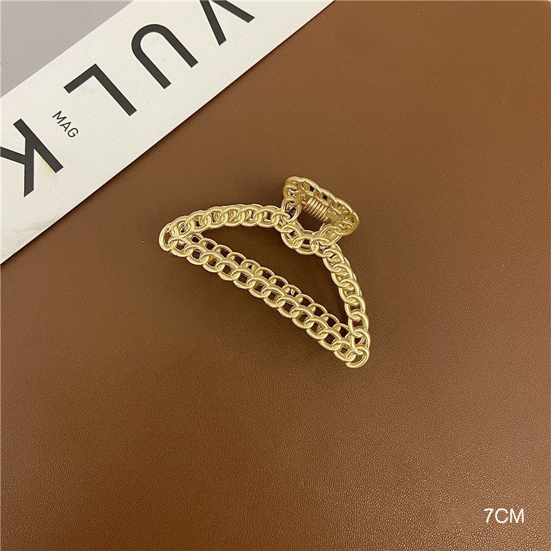 Large Metal Grab Clip Back Head Pan Hair Elegant Gold Headdress Female