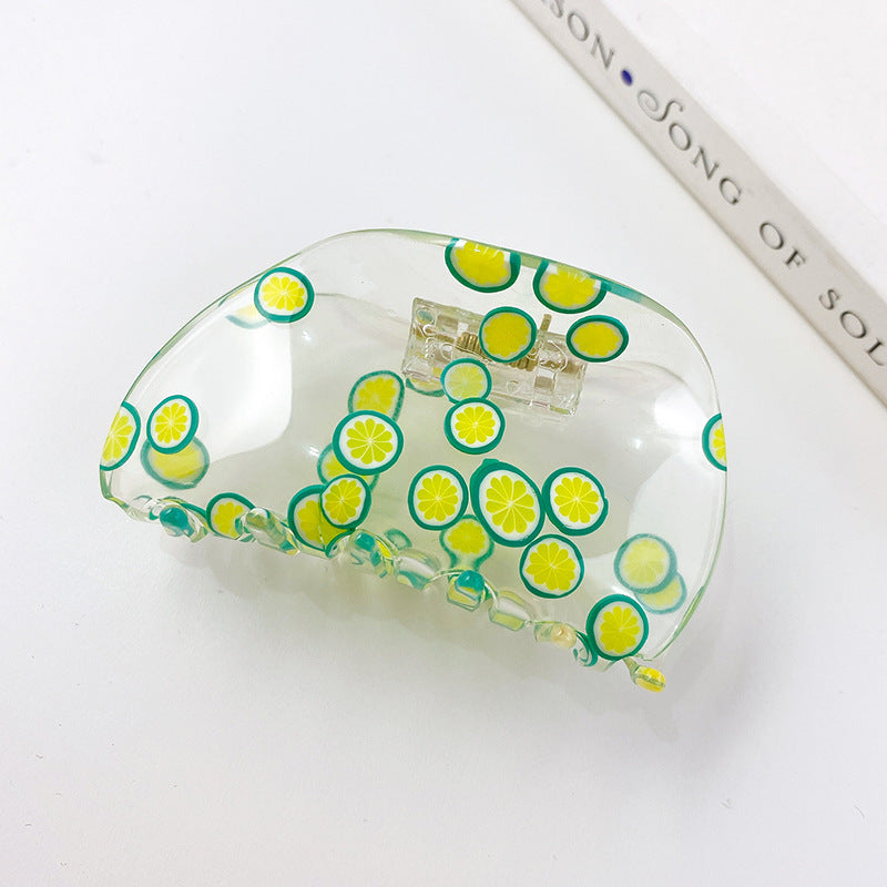 Women's Acrylic Fruit Pattern Geometric Shape Hair Clip