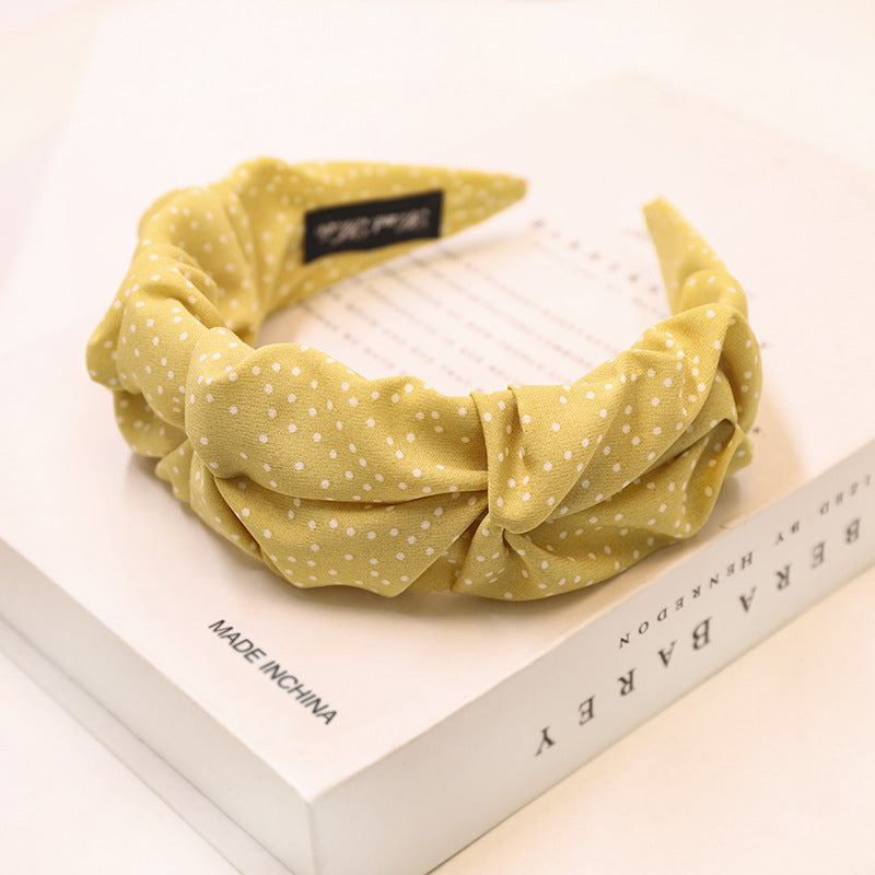 Polka Dot Headband Hair Accessories Simple Polka Dot Folds Wide Brim Headband