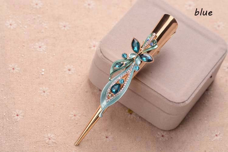 Painted golden crystal plate hair clip