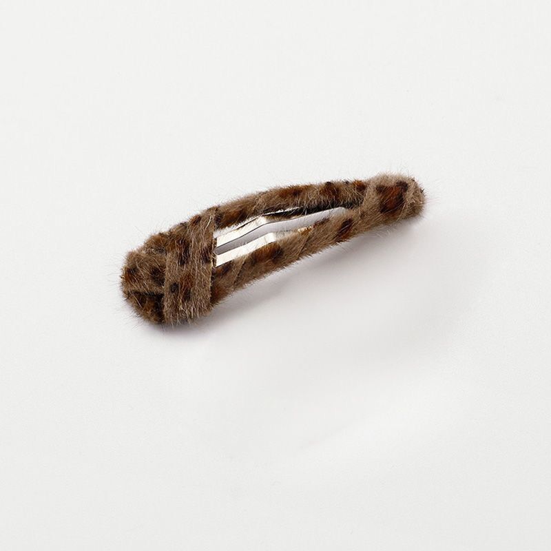 Leopard Print Plush BB Clip Side Cropped Hair Clip Versatile