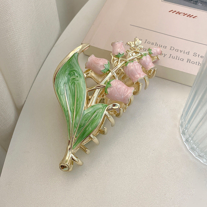 Best Women's Lily Of The Valley Hair Clip Large Size At The Back Of Head