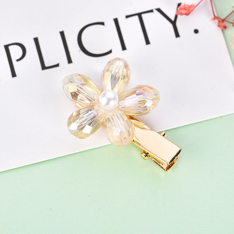 Net red hair accessories temperament all-match crystal flower duckbill clip