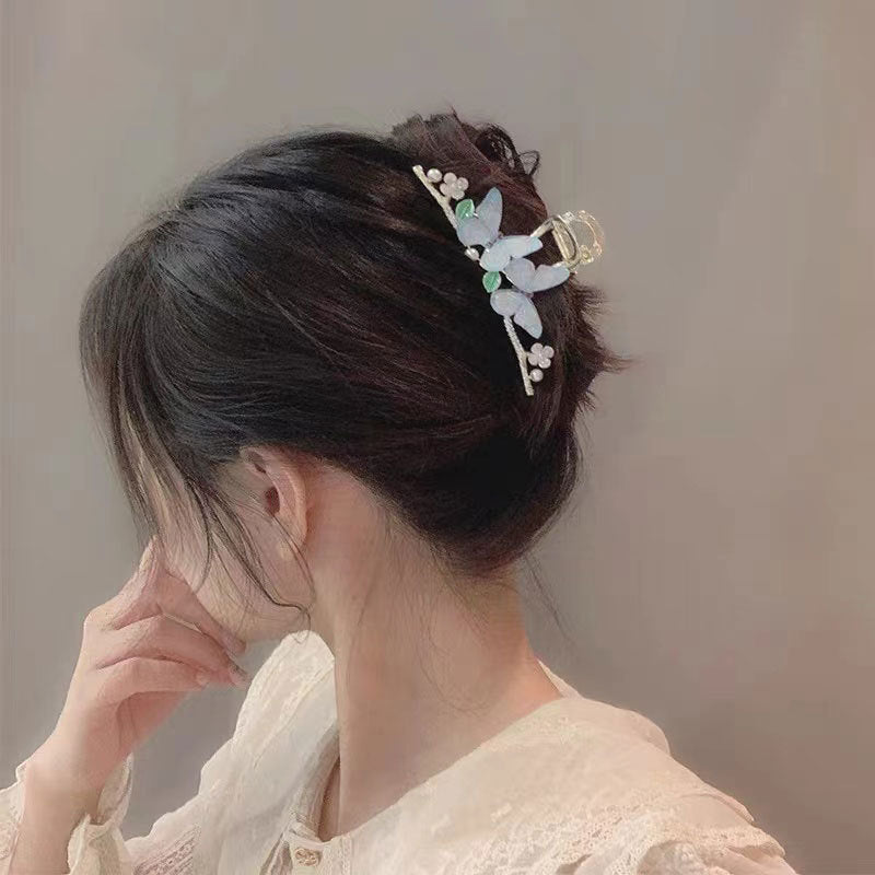 Best Summer Elegant Pearl Butterfly Large Grip New High Sense Internet Influencer Hair Clip