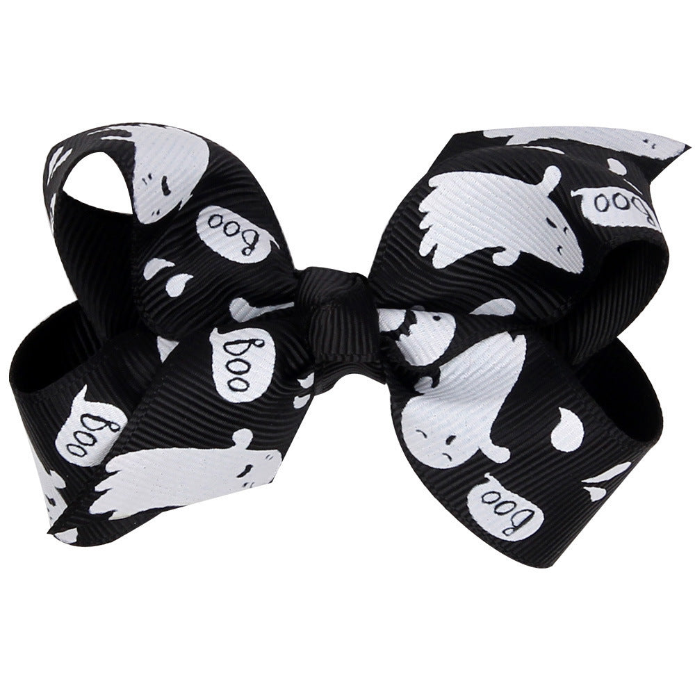 Children's Fashion Halloween Cartoon Print Bow Barrettes