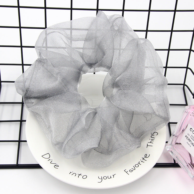 Large Intestine Hair Ring Female Super Fairy Large Pearl Gauze Organza Hair Rope Tie Ponytail