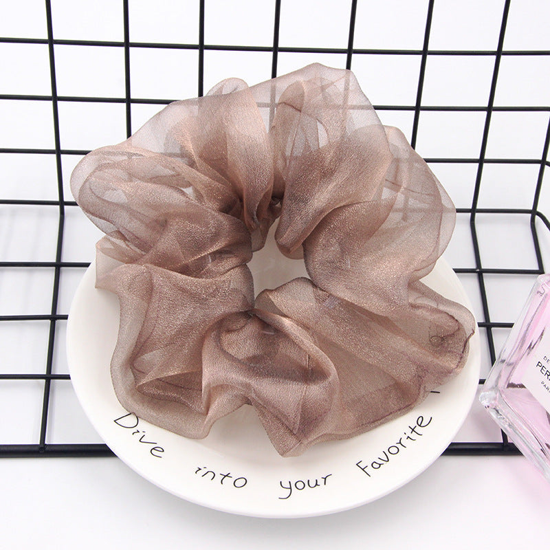Large Intestine Hair Ring Female Super Fairy Large Pearl Gauze Organza Hair Rope Tie Ponytail