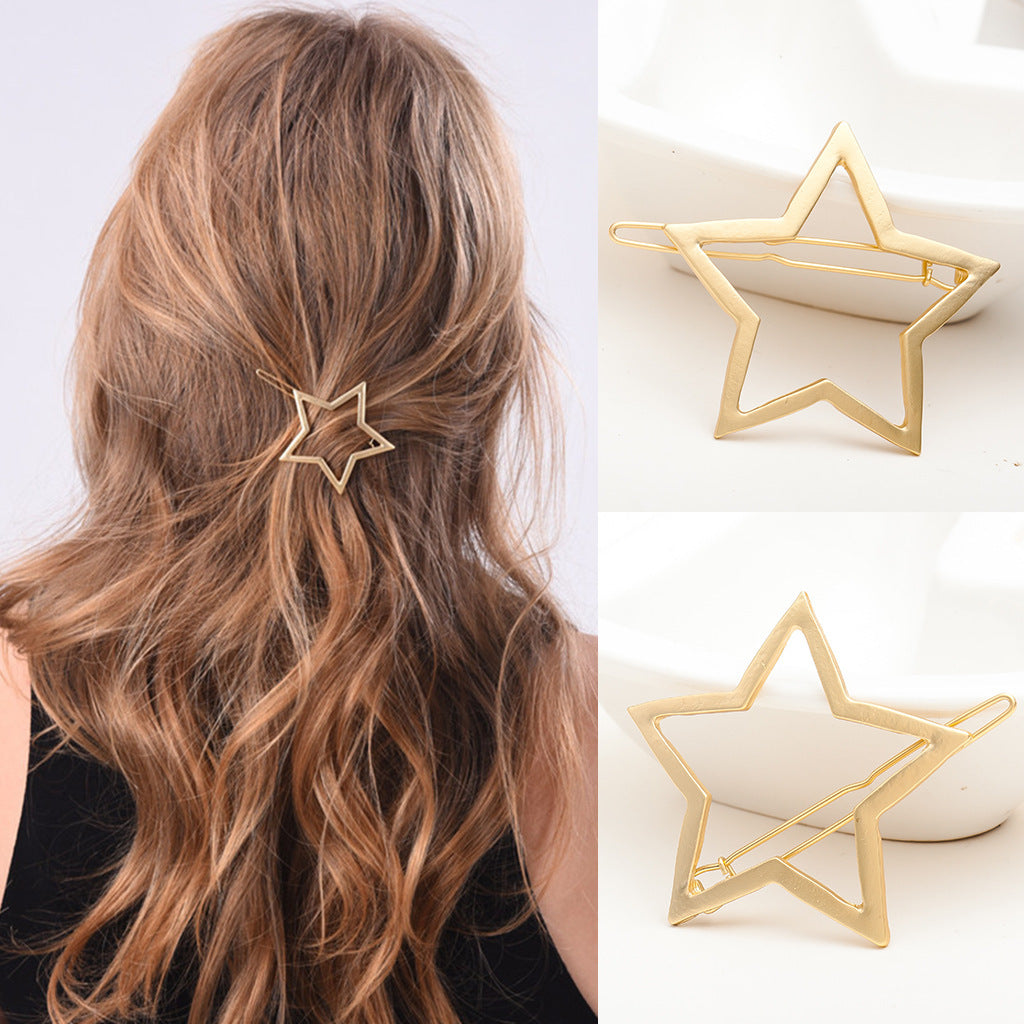 Hollow Smooth Five-Pointed Star Hairpin, All-Match Hairpin Side Clip Hair Accessories