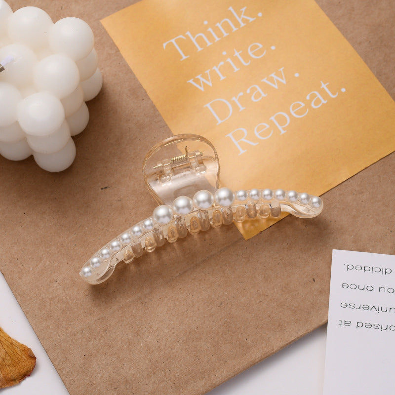 Pearl Hairpin Side Clip Girl Back Head Grasping Hair Clip Headdress Female