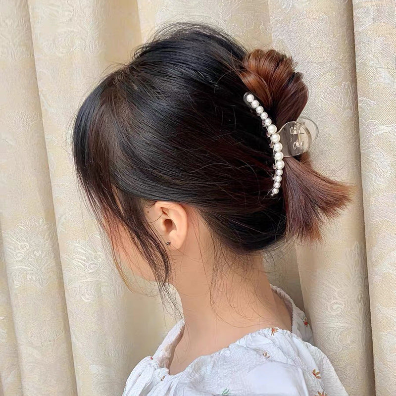 Pearl Hairpin Side Clip Girl Back Head Grasping Hair Clip Headdress Female