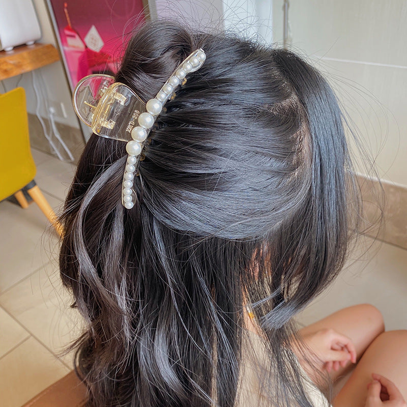 Pearl Hairpin Side Clip Girl Back Head Grasping Hair Clip Headdress Female