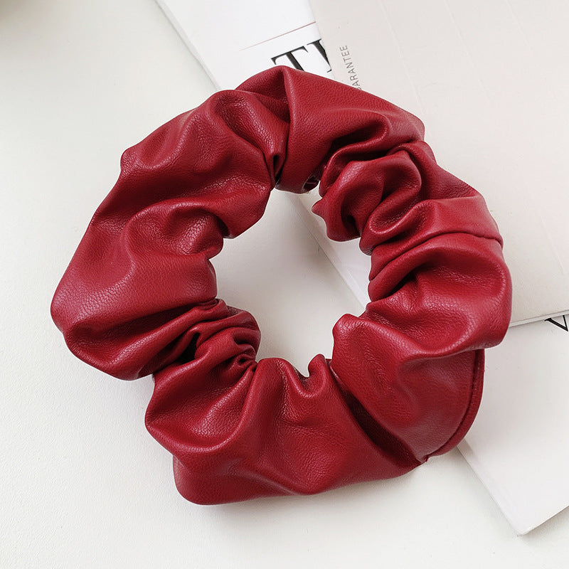 PU Leather Tie Hair Ring Solid Color Hair Accessories