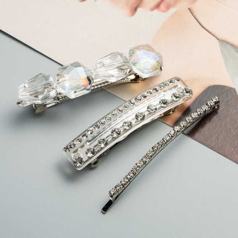European and American Rhinestone Hair Clip Leisure Three-piece Alloy Accessories