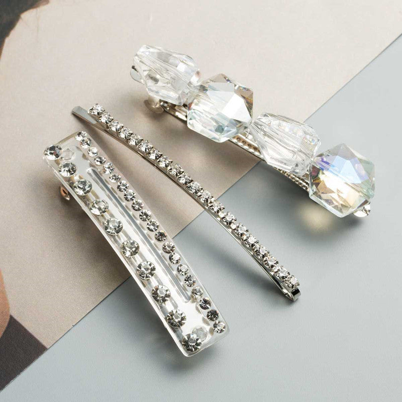 European and American Rhinestone Hair Clip Leisure Three-piece Alloy Accessories