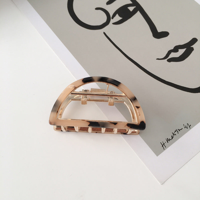 Semi Circular Alloy Grab Clip Hairpin Temperament Hollow Hair Grab