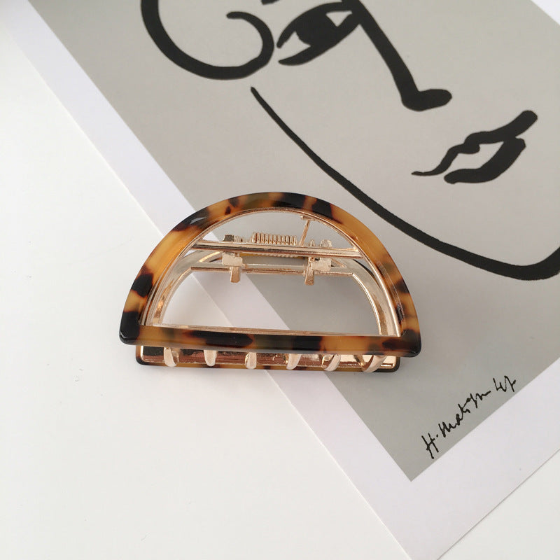 Semi Circular Alloy Grab Clip Hairpin Temperament Hollow Hair Grab