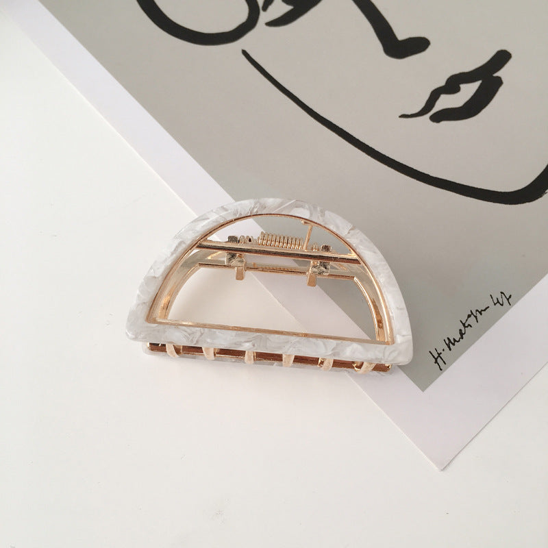 Semi Circular Alloy Grab Clip Hairpin Temperament Hollow Hair Grab