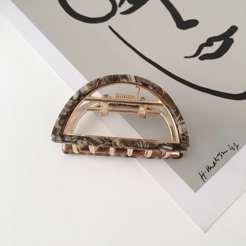 Semi Circular Alloy Grab Clip Hairpin Temperament Hollow Hair Grab