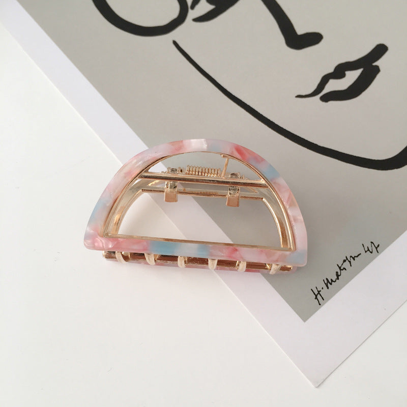 Semi Circular Alloy Grab Clip Hairpin Temperament Hollow Hair Grab