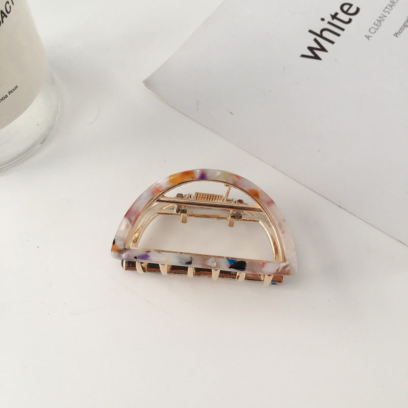 Semi Circular Alloy Grab Clip Hairpin Temperament Hollow Hair Grab