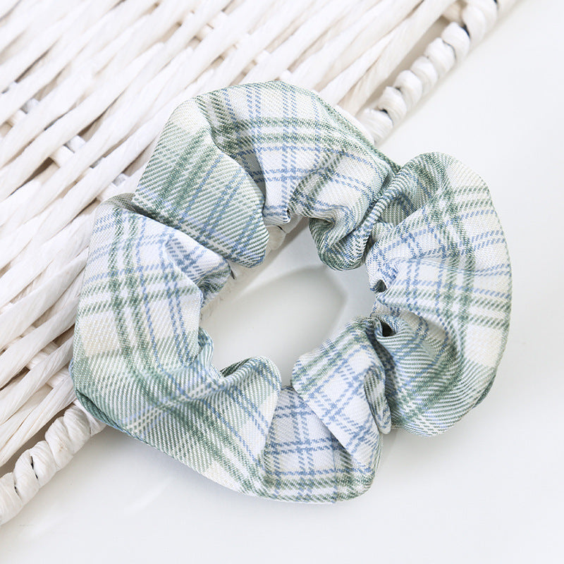 Jk Plaid Large Intestine Hair Ring Girl Ball Head Rubber Band