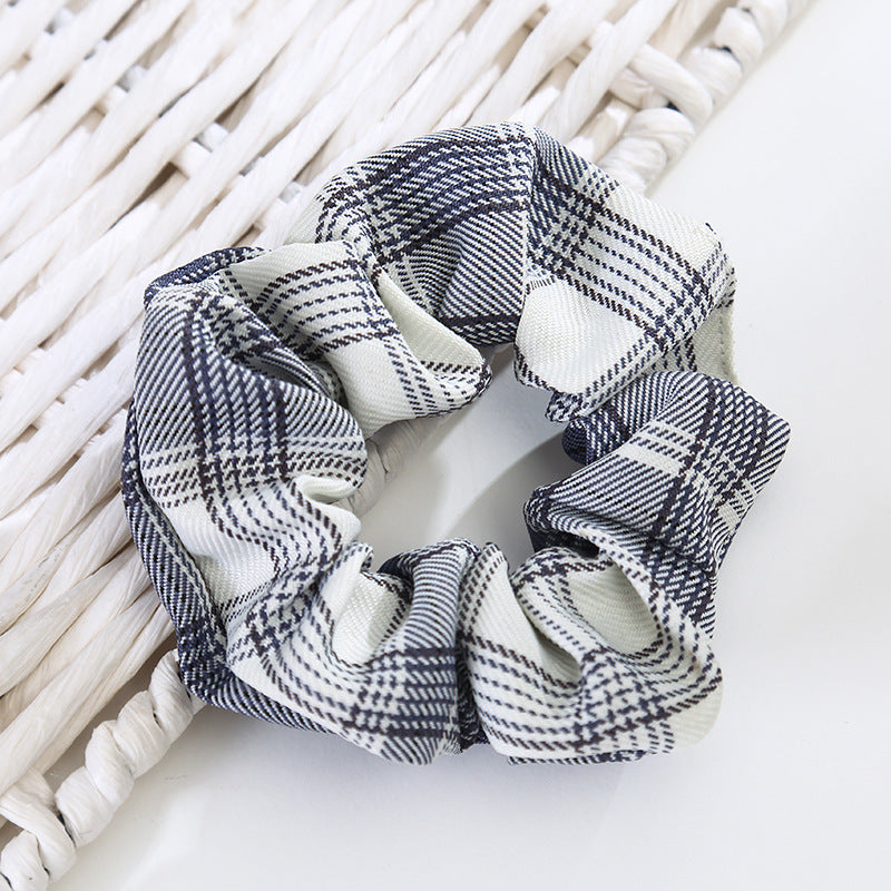 Jk Plaid Large Intestine Hair Ring Girl Ball Head Rubber Band
