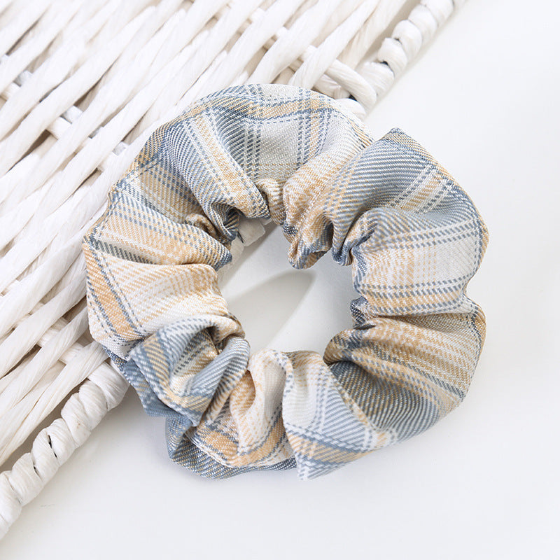 Jk Plaid Large Intestine Hair Ring Girl Ball Head Rubber Band