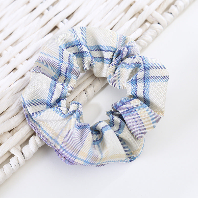 Jk Plaid Large Intestine Hair Ring Girl Ball Head Rubber Band