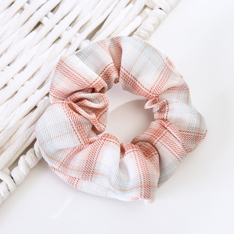 Jk Plaid Large Intestine Hair Ring Girl Ball Head Rubber Band