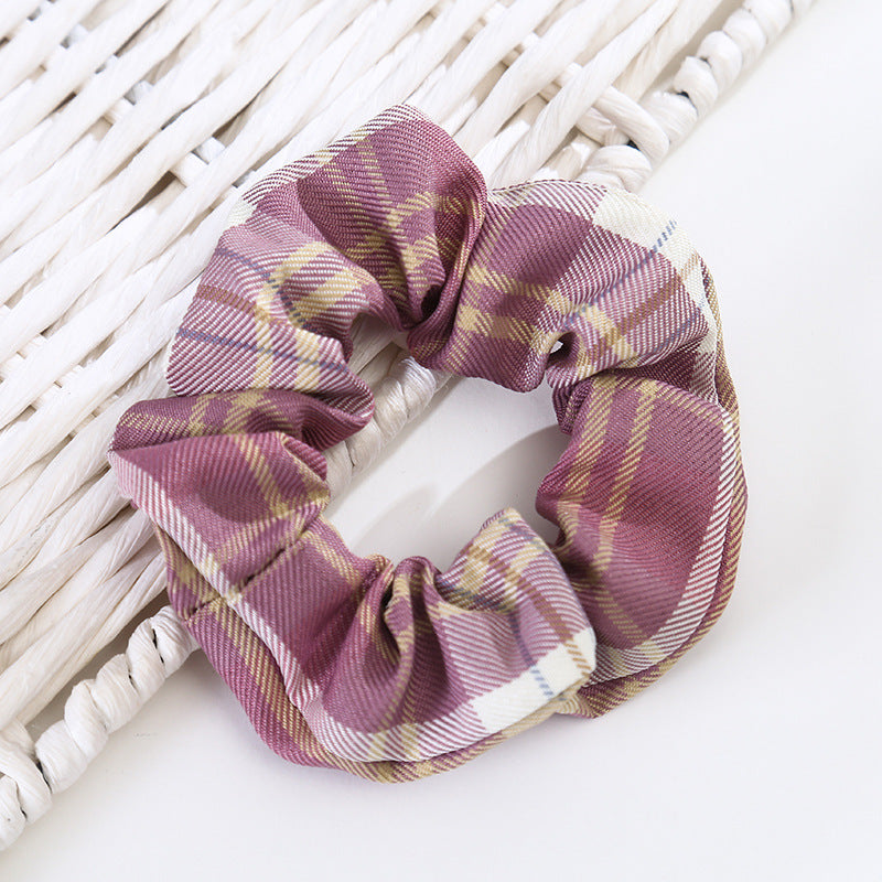 Jk Plaid Large Intestine Hair Ring Girl Ball Head Rubber Band
